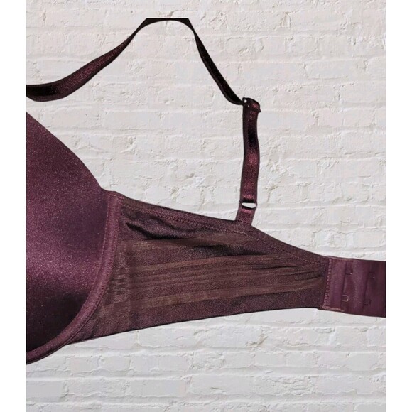 Vanity Fair 34DD Burgundy Satin Bra Beautifully Smooth Underwire 75273 Lingerie - Picture 3 of 5
